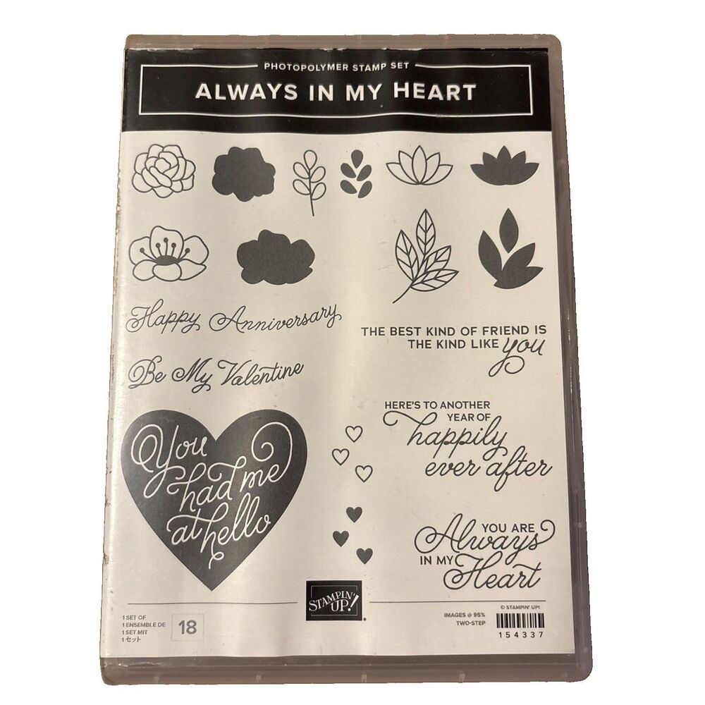 Stampin’ Up ALWAYS IN MY HEART 18 Photopolymer Stamp Set 154337 Retired